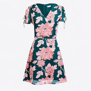 J. Crew Printed Short Sleeve Shoulder Tie Dress